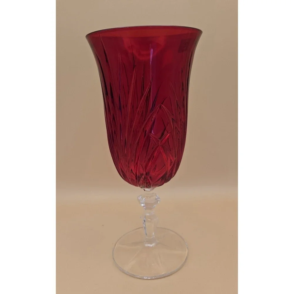Red Waterford Goblet Vintage Crystal Stemmed Goblet
